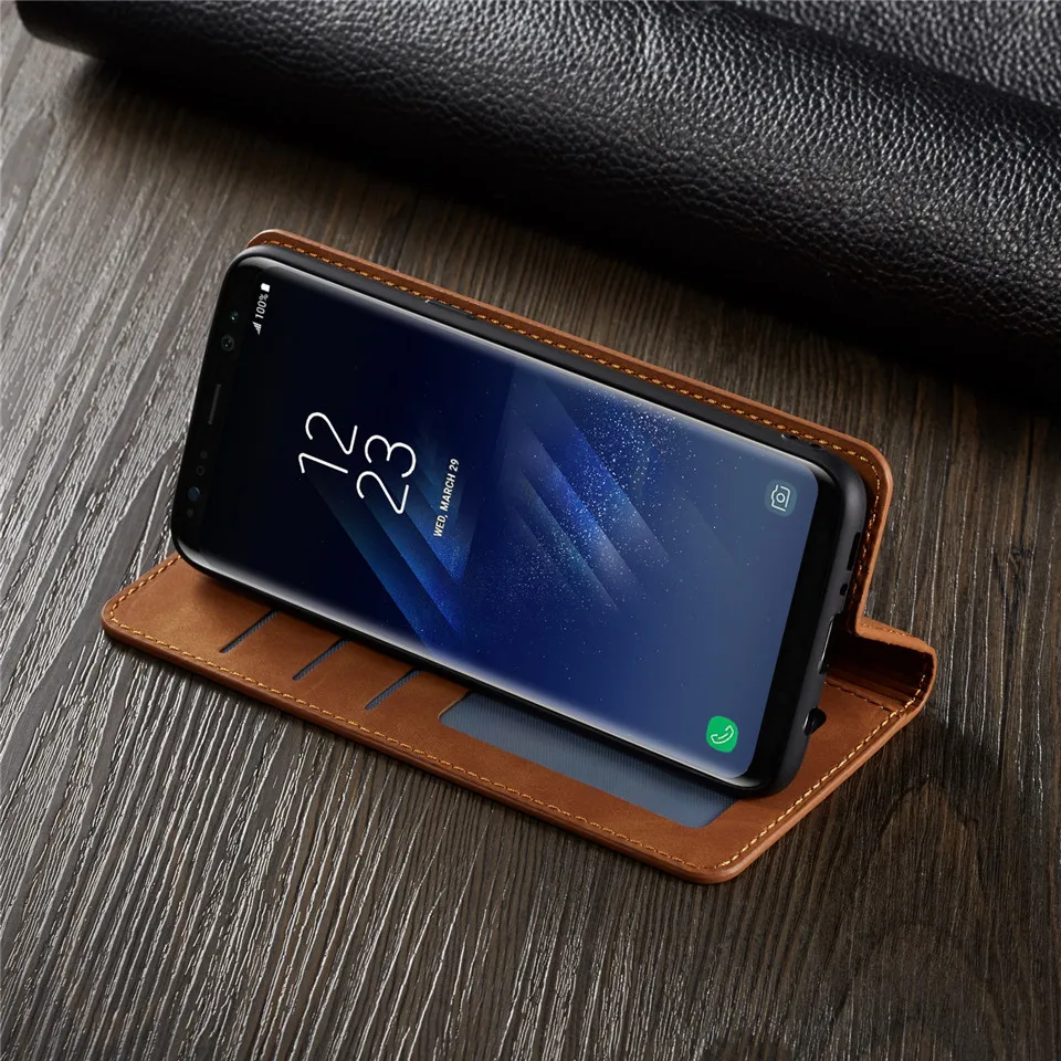 Роскошный кожаный флип-чехол с магнитной застежкой для телефона Samsung Galaxy S8 Plus