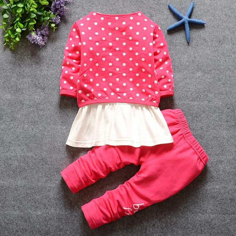 3pcs suit newborn baby girl clothes Kids Spring winter wave point clothing set fashion outfit cotton infant | Мать и ребенок