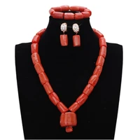 4ujewelry jewellery set african 100 original coral beads jewelry set for women with 3 cm coral middle necklace set wedding 2018