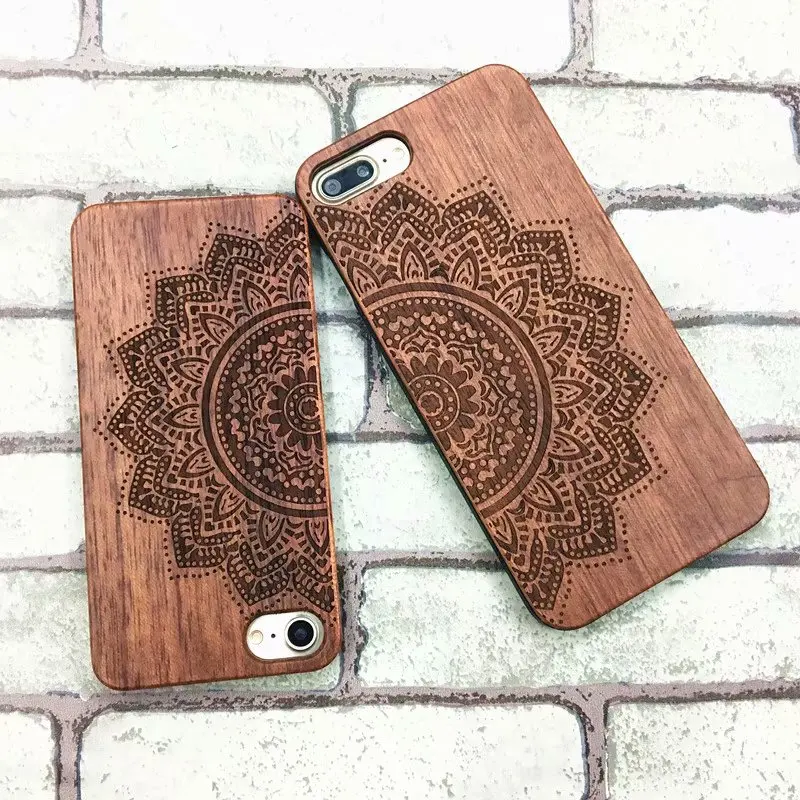 Твердой древесины мобильный телефон shell Изысканный резной узор оригинальных