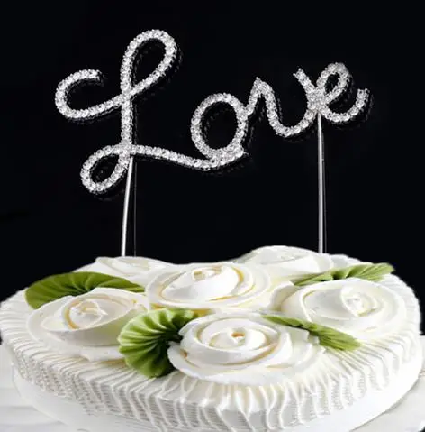 Love Letter Rhinestone Wedding Birthday Party Anniversary Cake Topper Party Supplies Cake Accessory Decoration Dinner Decor gift