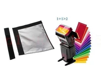 2 in 1 12 sets color card flash diffuser for strobist flash gel filter color balance with rubber band