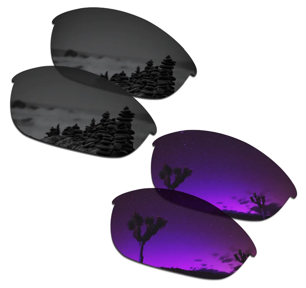 

SmartVLT 2 Pairs Polarized Sunglasses Replacement Lenses for Oakley Half Jacket Stealth Black and Plasma Purple