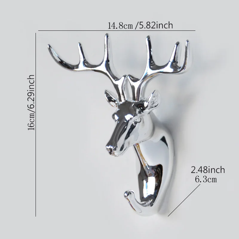 Silver plated deer Аксессуары для украшения дома статуя голова оленя абстрактная Геометрическая Скульптура Декор стены комнаты смола олень и наклейка на стену олень - Цвет: Silver plated deer