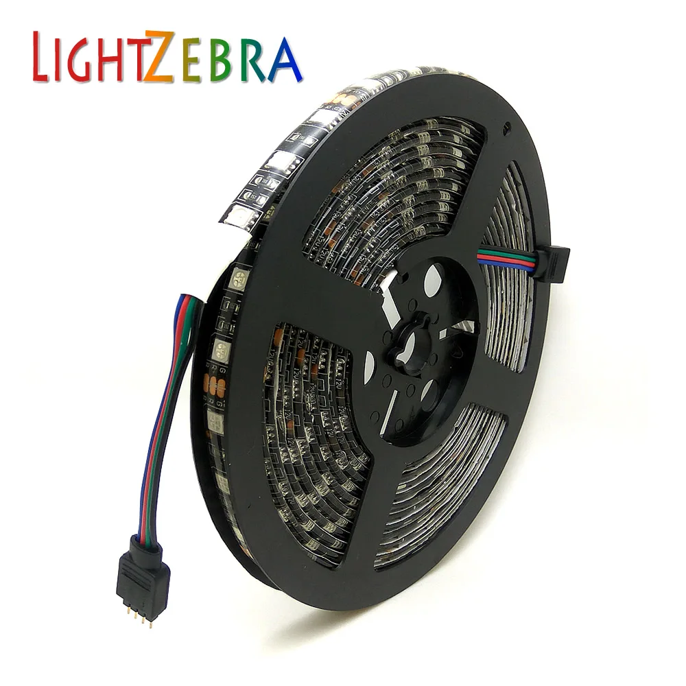SMD 5050 RGB светодиодные полосы света 5 м 300 светодиодов черный PCB водонепроницаемый