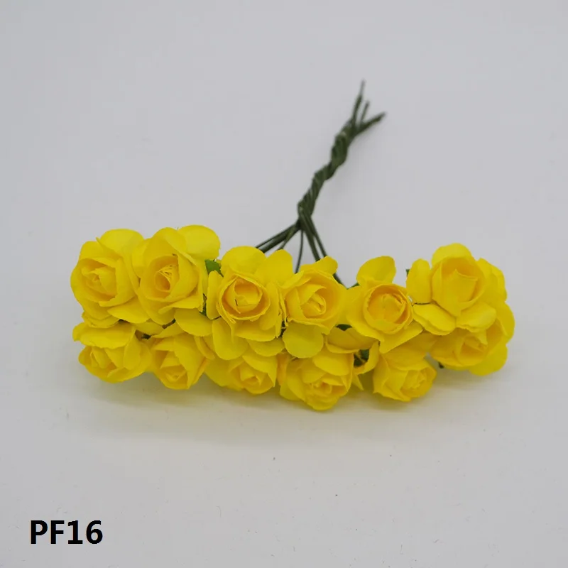 PF16 72 шт./лот, 2 см, мини бумажный цветок, искусственные розы, свадебный букет, венок, домашний декор для свадебной вечеринки, принадлежности для скрапбукинга - Цвет: PF16