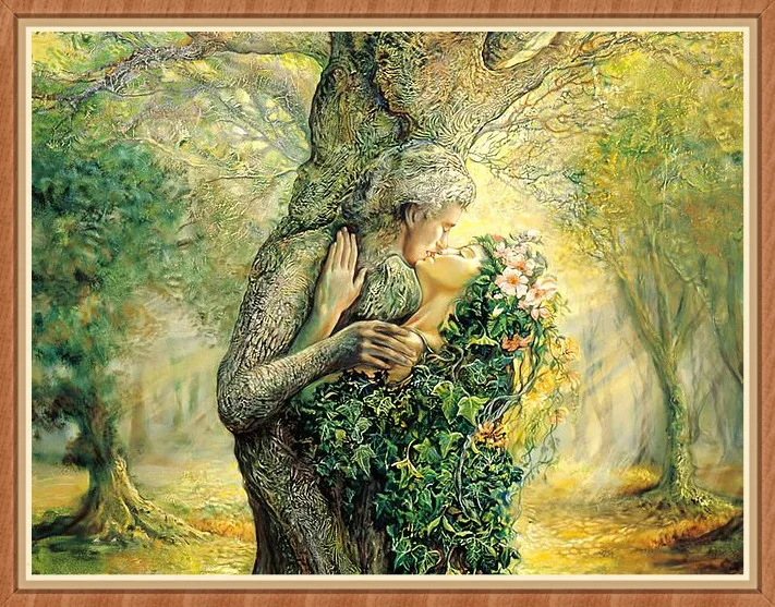 

Tree Lovers Kiss Needlework,People Bricolage Woods Aida Cross stitch,Embroidery kits 16 14CT Canvas Patterns,DIY Handmade Decor