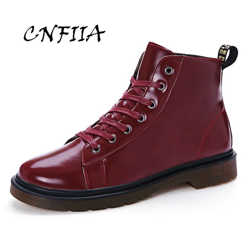 CNFIIA Men Boots Anti-Slip Combat Male Black White Red Size 39-44 Lace Up Waterproof Shoes 2018 Autumn Winter New Brand | Обувь