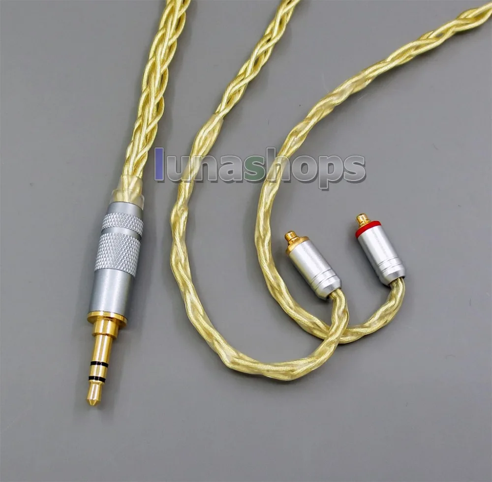 LN005965 8 ядер очень мягкий 7N чистый OCC серебро+ позолоченный кабель для наушников для Shure se535 se846 se425 se215 MMCX