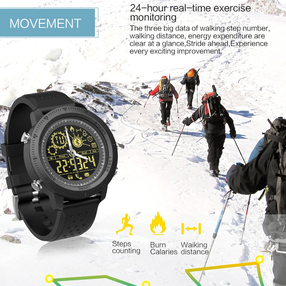 wyelan NX02 Sport Activity Tracker Calories Pedometer Smartwatch Stopwatch Call SMS Reminder 33-month Standby Time Smart Watch |