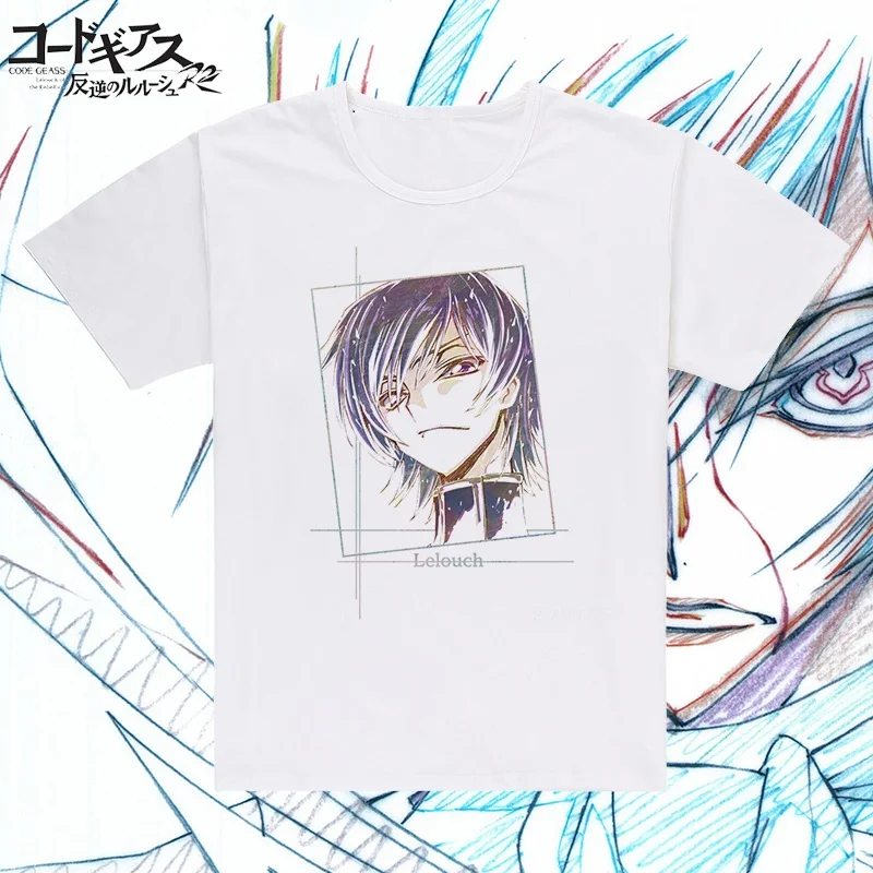 Высокое качество Q унисекс аниме Код футболки с принтом Geass футболка Lelouch Lamperouge R2