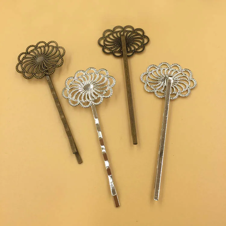 20*26 мм филигранные Цветочные Шпильки &quotБобби&quot Основы металлические заготовки