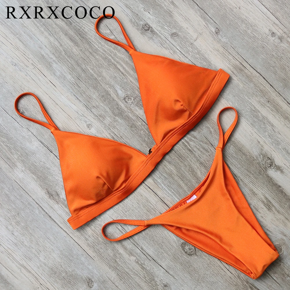 RXRXCOCO 2018 сексуальный однотонный топ стринги микро бикини женский купальник