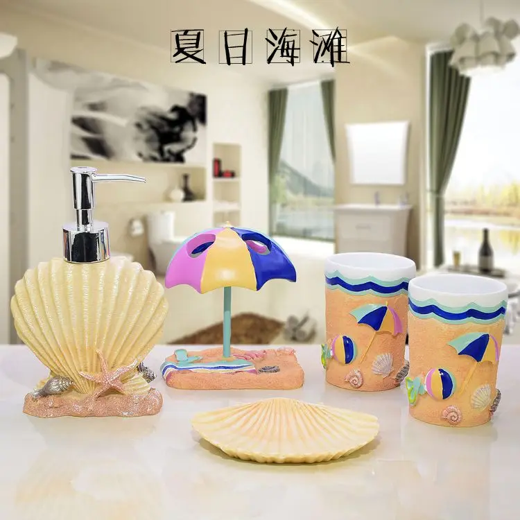 

Cup brush bathroom set luxurious fashion resin five pieces holder Bath gel bottle soap box Toothbrush holder mouth appliances