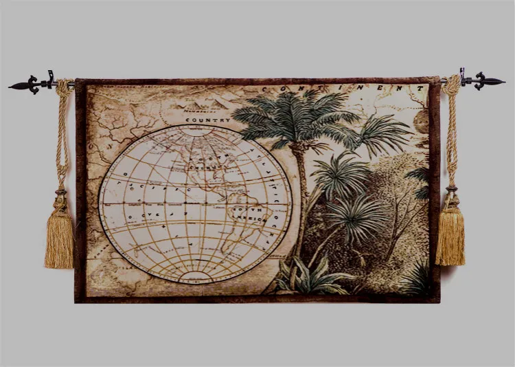 

85*138cm High Quality Belgium Dobby Wall Hanging Tapestry living Room Painting Cloth Home Decoration Vintage Fabric European Map