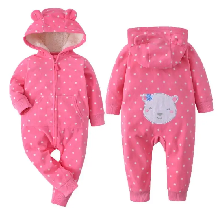 Зимняя одежда bebes, комбинезон для девочек, пижамы для младенцев, флисовый Детский комбинезон с капюшоном, детская одежда с рисунком лисы, теплая одежда для маленьких мальчиков