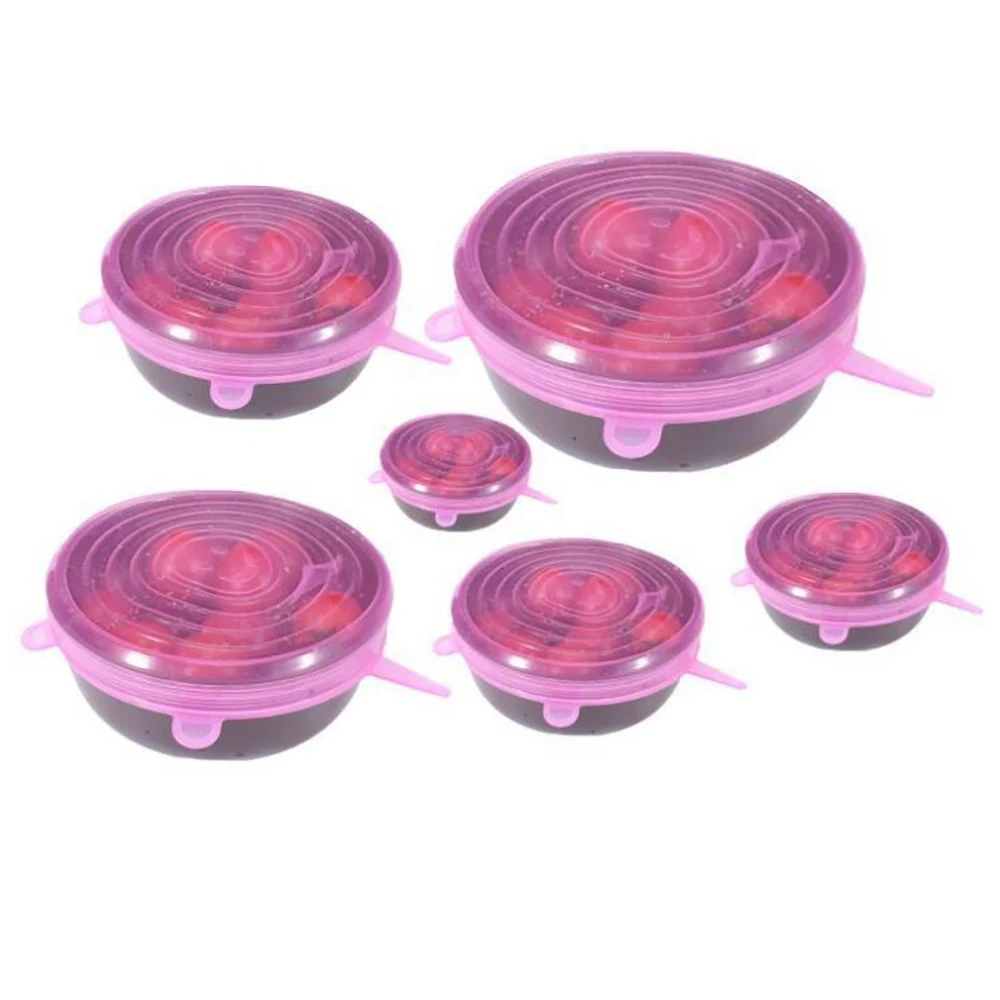 Силиконовые крышки для пищевых продуктов 6 шт. многоразовые растягивающиеся