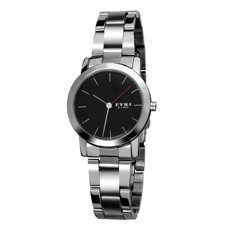 EYKI Brand Women Stainless Steel Watches Simple Black Dial Female Ladies Dress Quartz Wrist Watch Clock Relogio Reloj