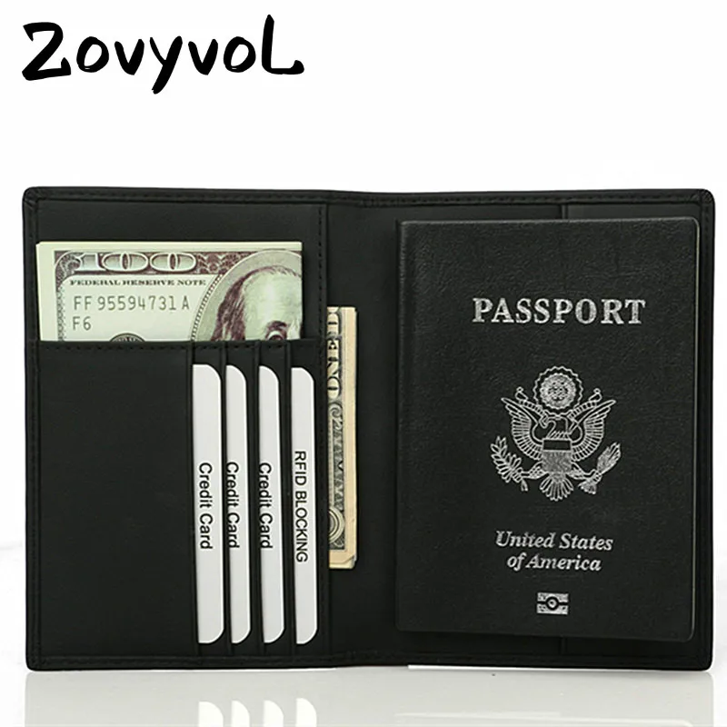 Женский и мужской кошелек для паспорта ZOVYVOL из натуральной кожи путешествий