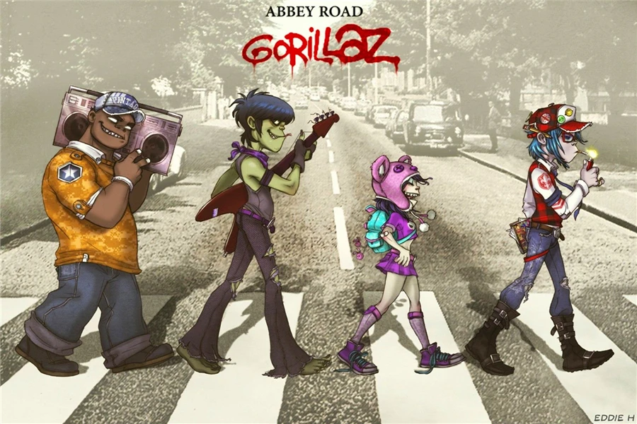 На заказ на холсте художественные Gorillaz плакат музыкальной группы наклейки стены