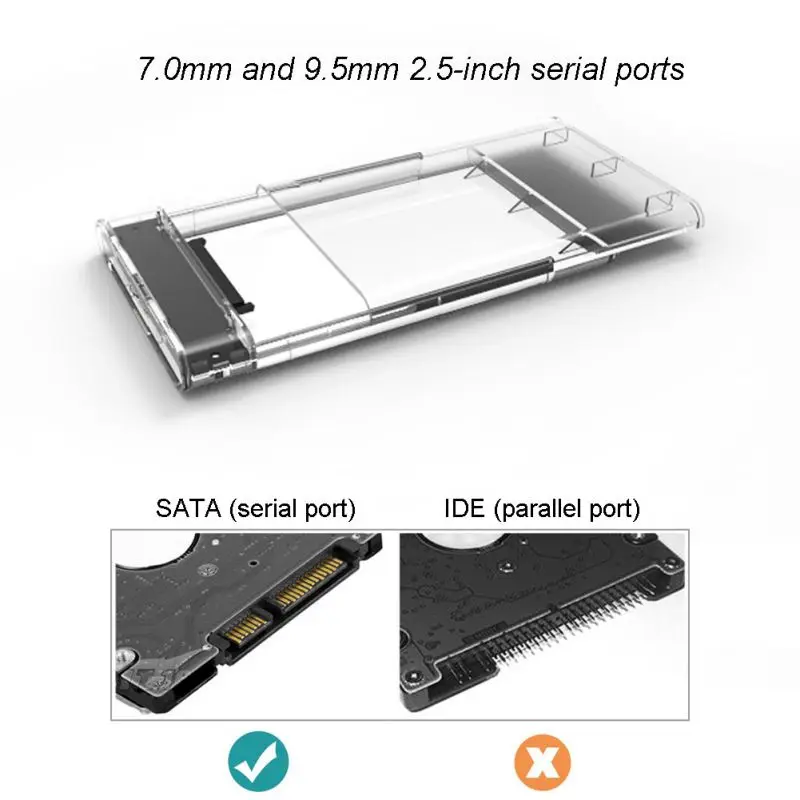 Внешний жесткий диск USB 3 0 прозрачный корпус 2 5 SATA к USB3 UASP портативный SSD Max ТБ