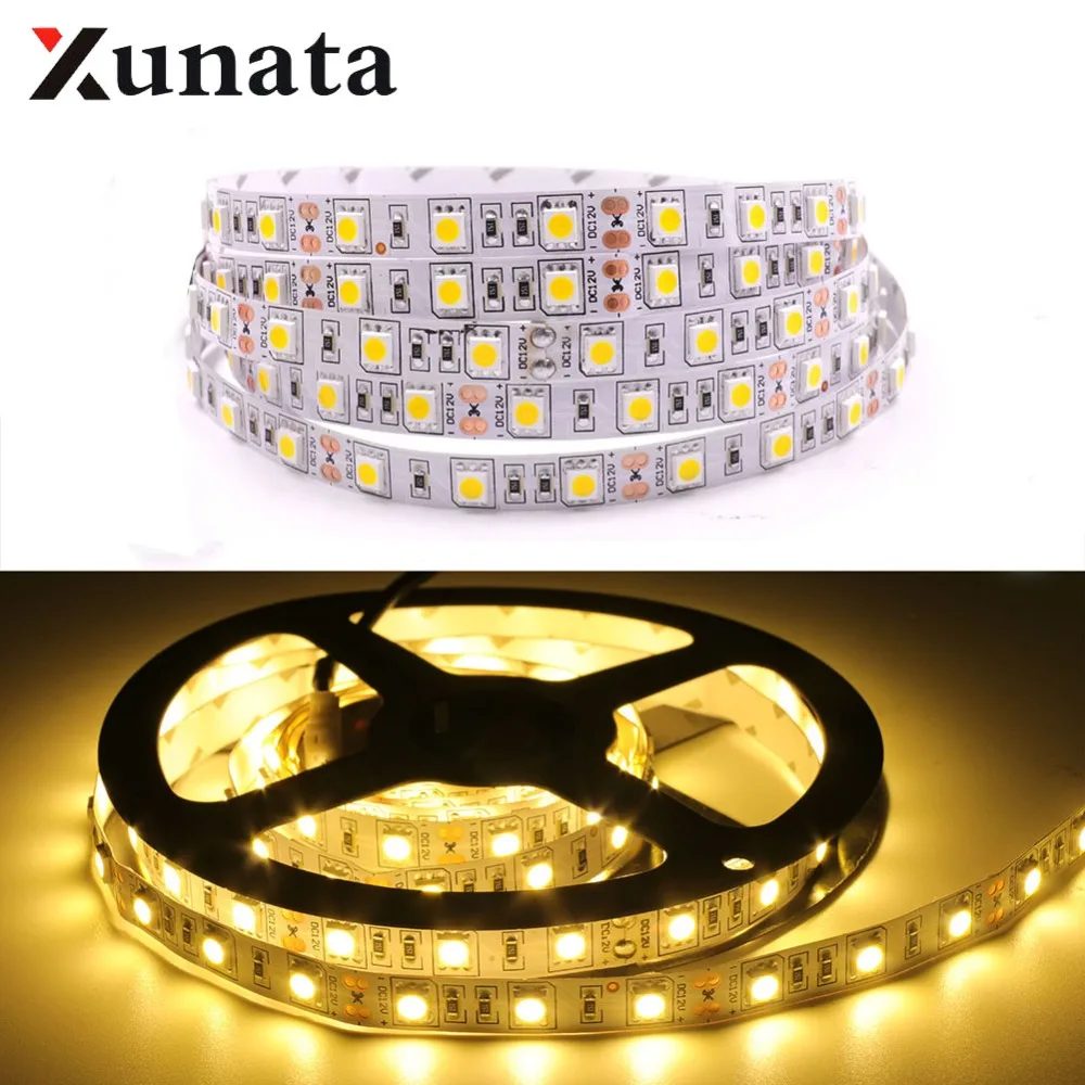 5 м/лот 12В 60leds/lm 5050 лента Гибкая световая лампа Водонепроницаемая RGB разноцветная