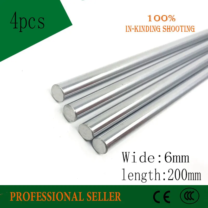 

4pcs 6mm 6x200 linear shaft 3d printer 6mm x 200mm Cylinder Liner Rail Linear Shaft axis cnc parts 6*200mm