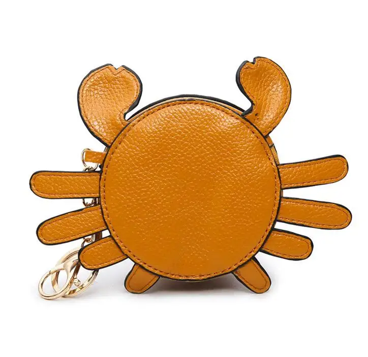Brown LJT маленьким крабом мешочек для монет, ключей маленькая сумочка для девушек милый мини-кулон мешок дети кошельки с персонажами мультфильмов известный бренд Портмоне monederos para mujer - Цвет: Brown