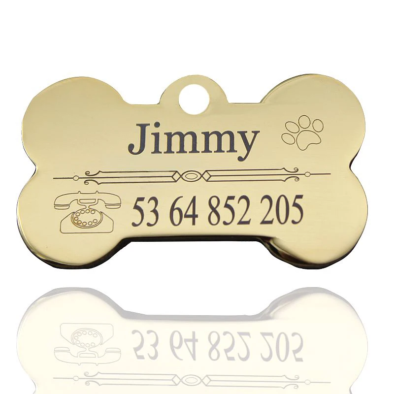 Бирка для удостоверения личности собаки в форме кости из нержавеющей стали
