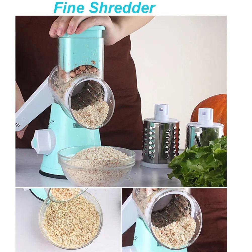 Vegetable Cheese Cutter Round Slicer Shredder Grinder with 3 Interchanging Ultra Sharp Cylinders Stainless Steel Drums | Дом и сад