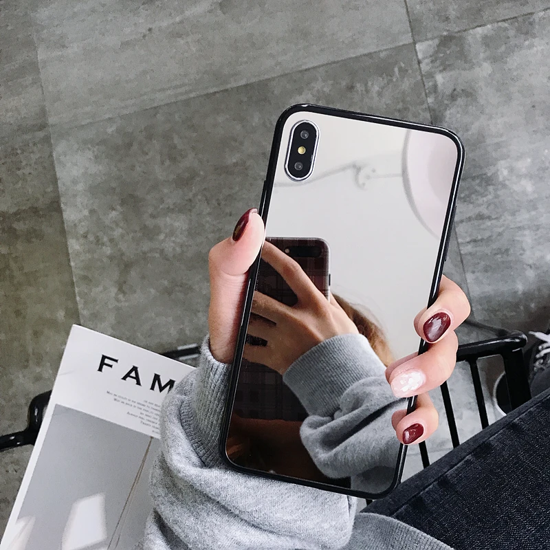 Роскошный женский зеркальный чехол с покрытием для iphone XS MAX XR X 6 6s 7 8 Plus чехлы