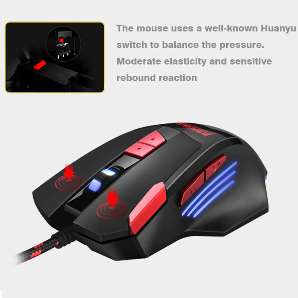 Проводная USB оптическая игровая мышь BLOODBAT эргономичный дизайн 8 кнопок 7