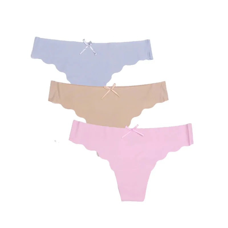 gray.khaki.pink Moonflme 3 шт./лот Новое поступление бесшовное нижнее белье женские стринги 87331 - Цвет: gray.khaki.pink