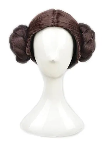 Парик принцессы из фильма Leia Organa короткие коричневые парики для косплея волосы с