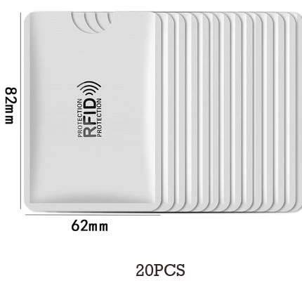 Silver 20 шт Анти Rfid лазерный кошелек Блокировка ридер замок банк держатель для карт Id банковский чехол для карт Защита кредитный бизнес держатель для карт - Цвет: Silver