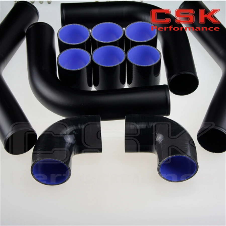 

UNIVERSAL TURBO BOOST INTERCOOLER PIPE KIT 2" 51MM 8 PCS Aluminum PIPING BLACK