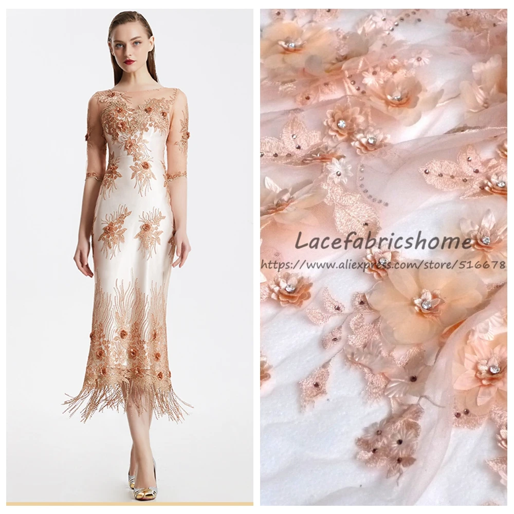 130 см от yard красивые розовые светильник-желтые жемчужины бидовые 3D шифоновые