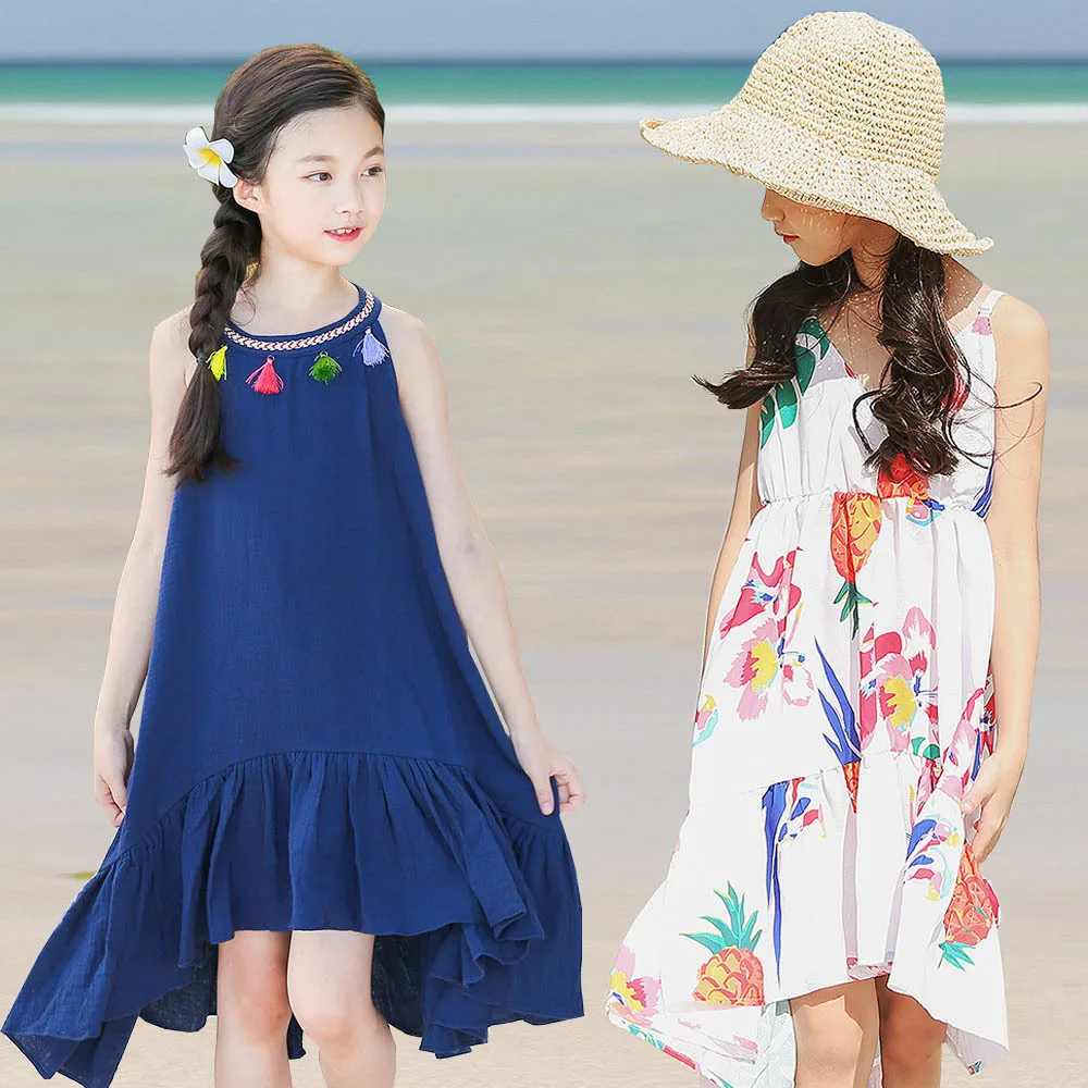 2019 Summer Girls Dress Kids Bohemian Dresses for 10 Years Children Clothing Beach Baby | Детская одежда и обувь