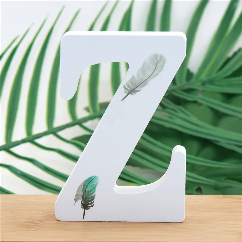 Z 1 шт., 10X10 см, в форме пера, для свадьбы, дома, деревянные буквы, декоративные буквы алфавита, слова, буквы, имя, дизайн, искусство, ремесла, стоячие, сделай сам - Цвет: Z