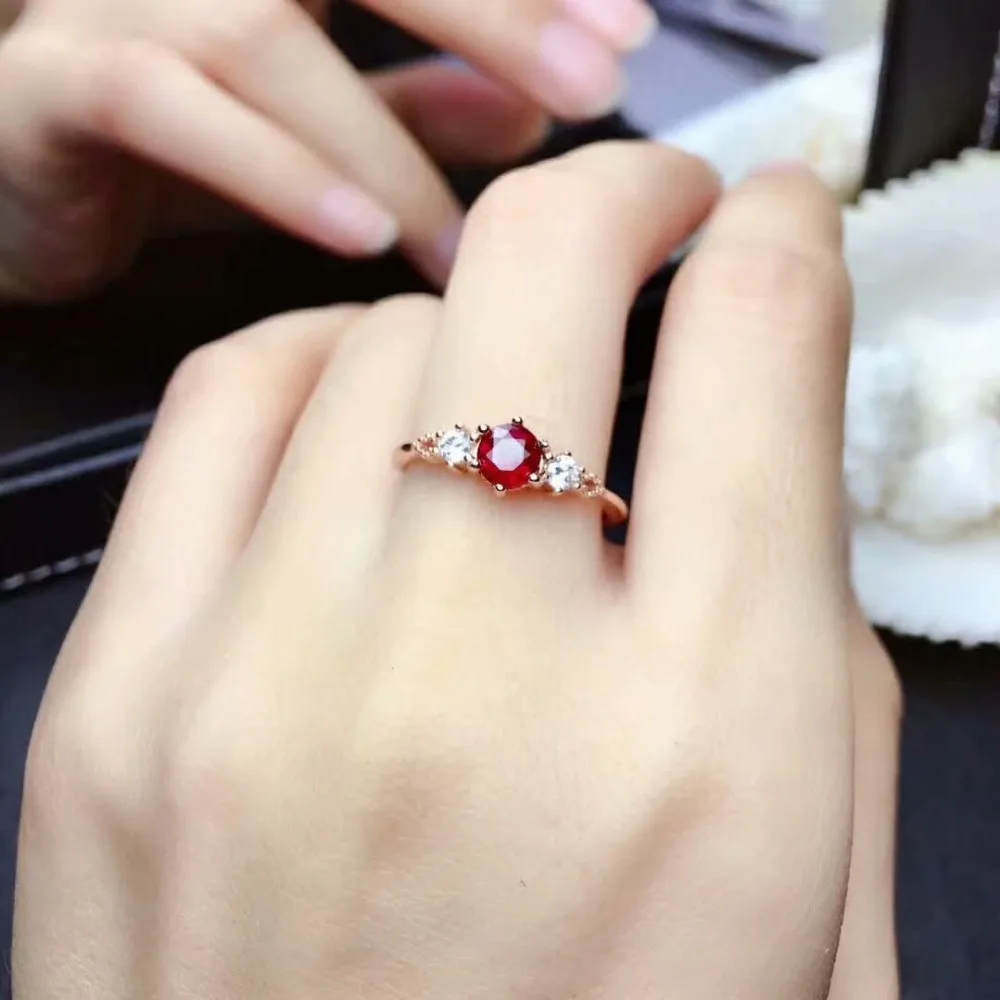 

shilovem Natural New Burning Pigeon Blood Ruby Gemstone Rings for Women Real 925 Sterling Silver new gift trendy mj0505888agh