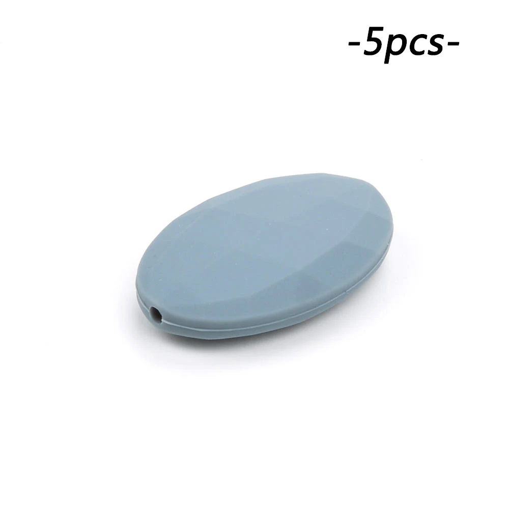 LOFCA 5 шт./лот Силиконовые Шарики BPA бесплатно плоские овальные круглые детские трофеи аксессуары Прорезывание Зубов, бисер для ребенка, свободные шарики - Цвет: dimgray