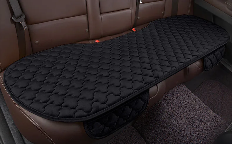 black rear 1 piece Чехол для автомобильного сиденья универсальный Передний Задний теплый бархат Cutton Подушка Нескользящая моющаяся плюшевая протектор сиденья автомобилей - Название цвета: black rear 1 piece