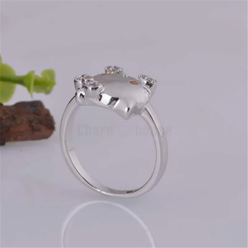 AAA Cubic Zirconia Rings for Women Cute Hello Kitt Woman Fashion Jewelry Party Accessories Gifts Girls Anillos Female | Украшения и