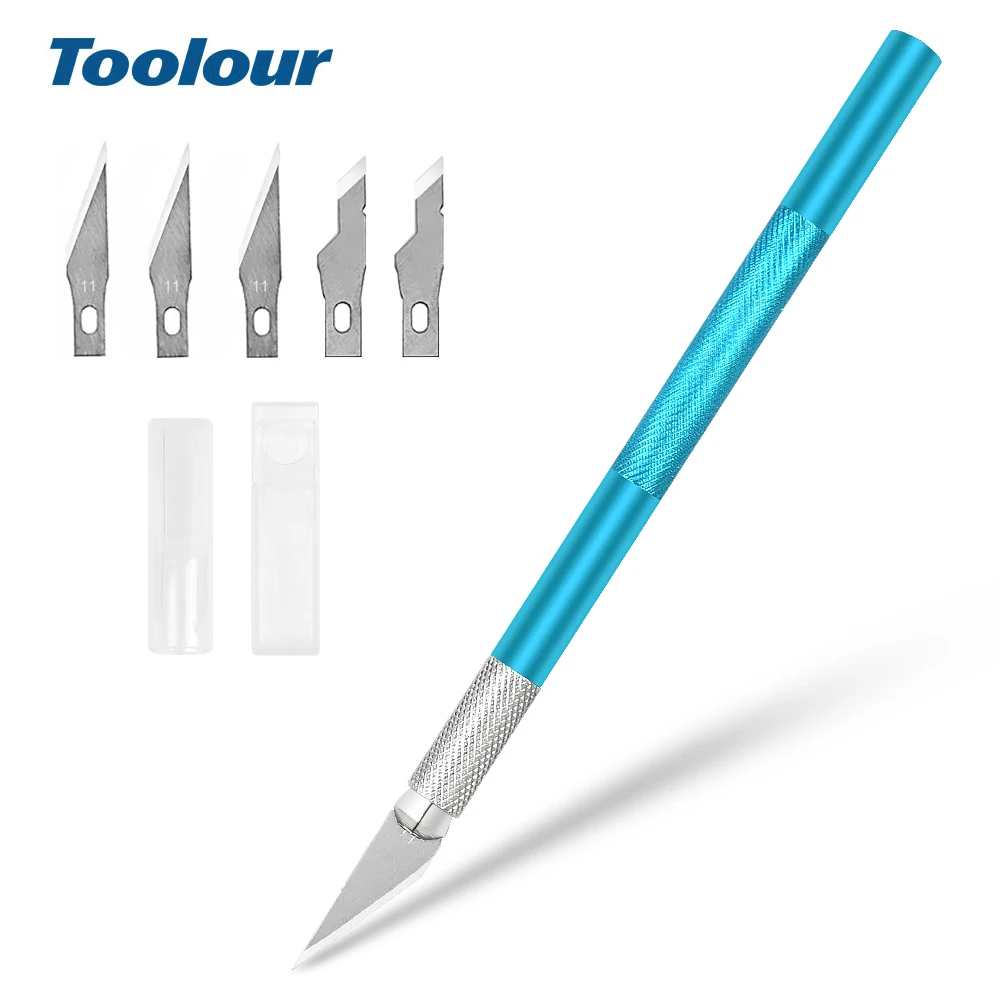 Toolour Precision Hobby Knife Set with 6 pcs Stainless Steel Blades For Art Wood Carving DIY Handicraft PCB Repair Hand Tool | Инструменты