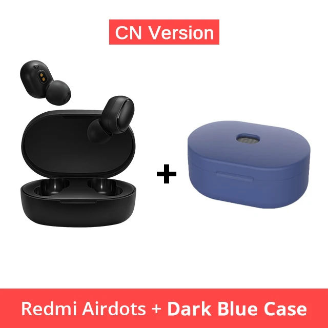 CN Add DarBlue Case Xiao mi Red mi AirDots, беспроводные наушники Bluetooth 5,0, наушники-вкладыши, стерео, басовые наушники с mi c mi Ture, беспроводные наушники - Цвет: CN Add DarBlue Case