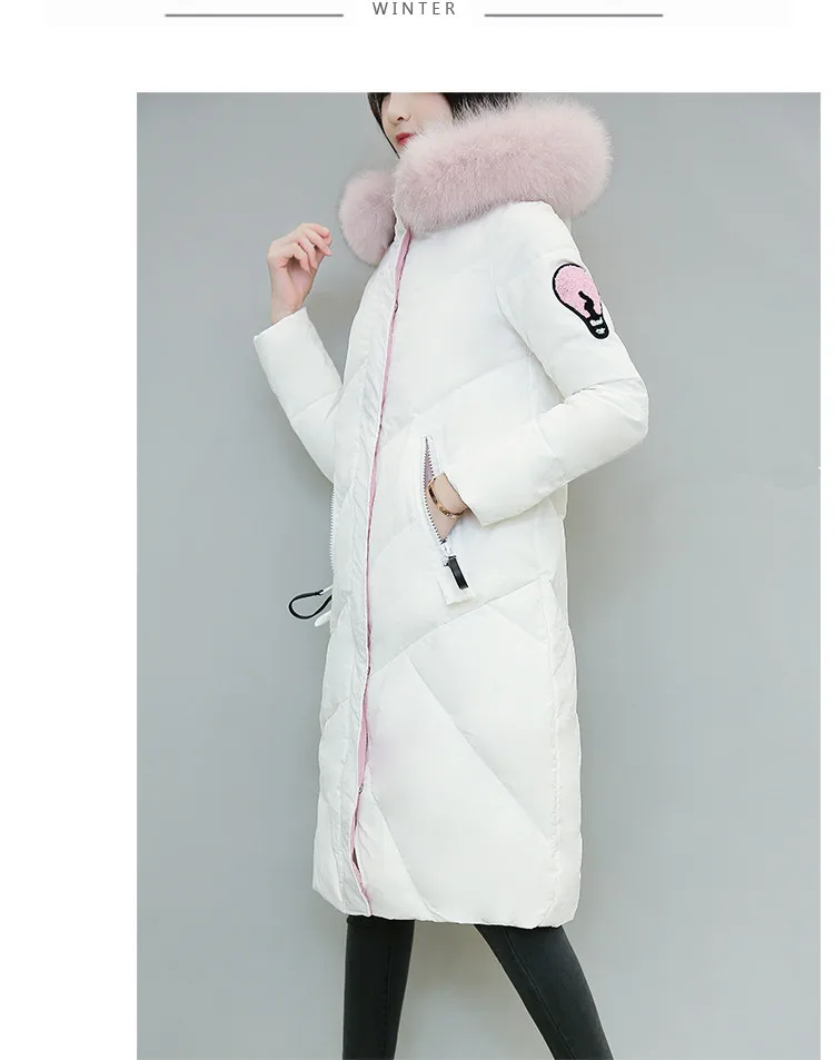 KMETRAM модное пальто с меховым воротником зимняя куртка женская Jaqueta Feminina Inverno длинная пуховая хлопковая парка зимнее пальто для женщин HH455