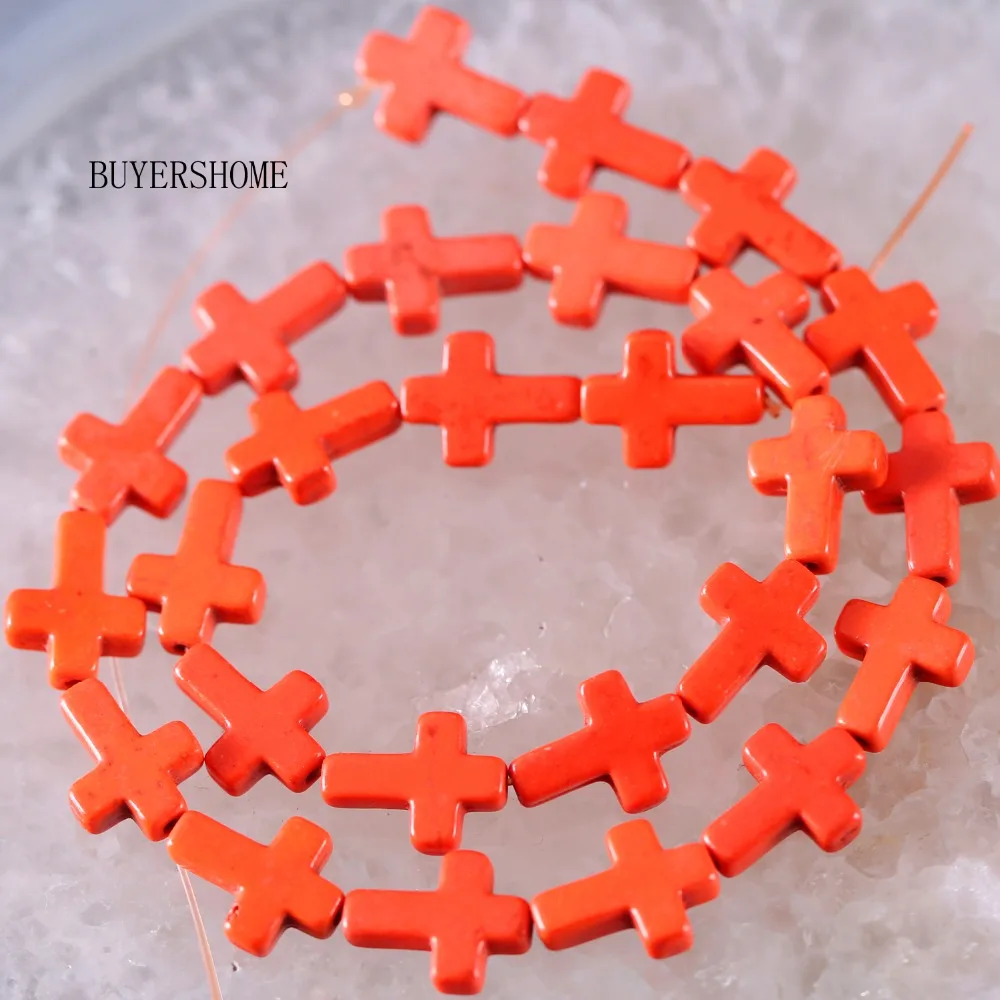 Бесплатная доставка натуральный камень оранжевые Howlite крестообразные свободные
