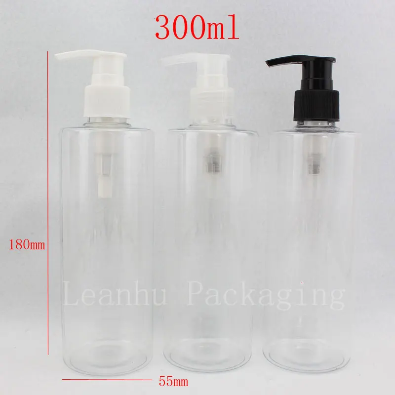 

300ml X 20 empty clear lotion pump bottles transparent cosmetic container with liquid soap dispenser ,shampoo refillable bottle