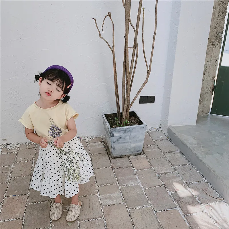 2019 Summer New Arrival korean style cotton cartoon printed all-match short sleeve t-shirt for cute sweet baby girls and boys | Мать и