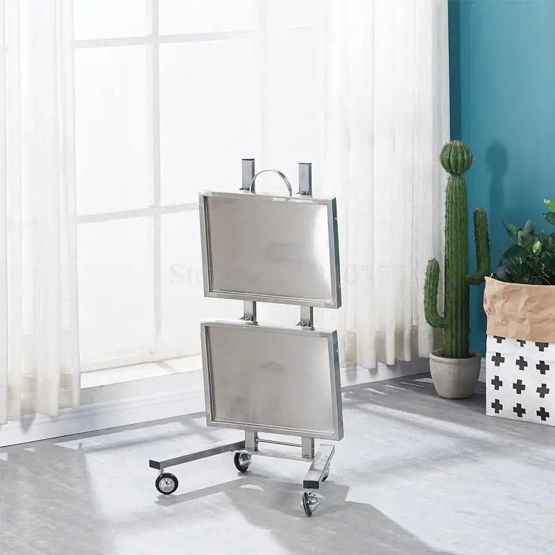 New hairdressing stainless steel cart beauty salon stroller hair salon tool cart folding two table trolley
